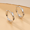 Rhodium Plated 925 Sterling Silver Twist Hoop Earrings for Women IA8169-2-1