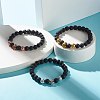 Natural Lava Rock Round Beads Essential Oil Anxiety Aromatherapy Bracelets X1-BJEW-JB06921-5