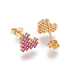 Brass Micro Pave Cubic Zirconia Stud Earrings EJEW-F201-10G-2