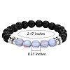 Synthetic Moonstone & Natural Lava Rock Round Beaded Stretch Bracelet BJEW-SW00060-02-7