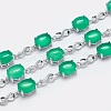 Natural Green Onyx Agate Link Chain Bracelets BJEW-G595-A08-2
