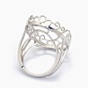 925 Sterling Silver Rhinestone Claw Finger Ring Components STER-E061-51P-4