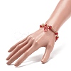 Natural Carnelian(Dyed & Heated) & Strawberry Quartz Beaded Stretch Bracelet with Glass Strawberry Charms for Women BJEW-JB09026-4