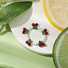 Cherry Glass Beads Finger Rings RJEW-JR00728-2