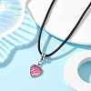Heart with Fish Scale Shape 304 Stainless Steel with Resin Pendant Necklaces NJEW-JN04571-02-4
