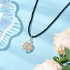 3Pcs 3 Colors Flower Glass Seed Beads & Acrylic Pendant Necklaces NJEW-MZ00044-4