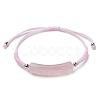 Curved Rectangle Natural Rose Quartz Adjustable Nylon Cord Braided Bead Bracelets for Women Men BJEW-JB10280-01-1