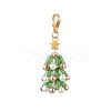 Christmas Tree Glass & Shell Pearl Pendant Decorations HJEW-TA00182-01-1