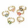 Brass Enamel Cuff Rings RJEW-N035-008-NF-2