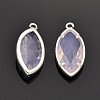 Silver Color Plated Brass Glass Pendants GLAA-J071-04S-2