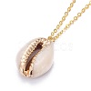 Electroplate Cowrie Shell Pendant Necklaces X-NJEW-JN02370-2