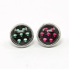 Platinum Plated Brass Glass Flat Round with Skull Jewelry Snap Buttons SNAP-M018-02-2