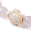 Natural Rose Quartz Round & Synthetic Turquoise Turtle Beaded Stretch Bracelet for Women BJEW-JB09700-02-3