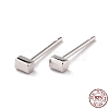 Minimalist Rectangle Rhodium Plated 925 Sterling Silver Stud Earrings EJEW-I259-06P-1
