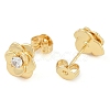 Rack Plating Flower Brass Pave Clear Cubic Zirconia Stud Earrings for Women EJEW-Z059-09G-2