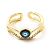 Enamel Evil Eye & Cubic Zirconia Wave Open Cuff Ring KK-H439-37G-2