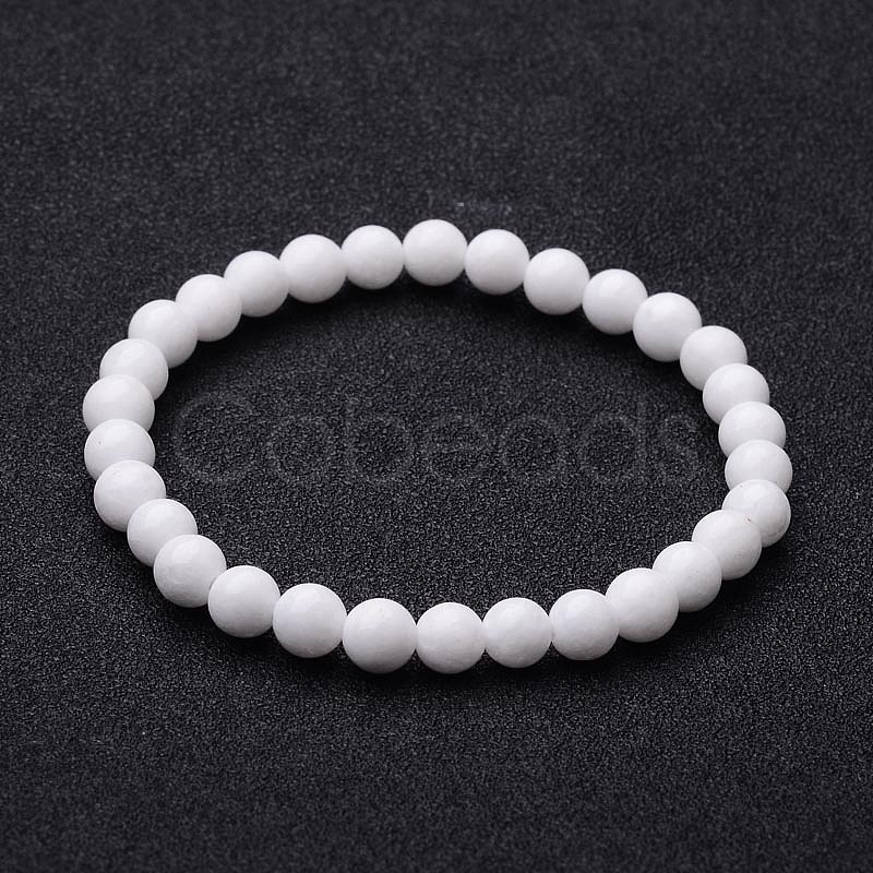 Cheap Natural White Jade Beaded Stretch Bracelets Online Store