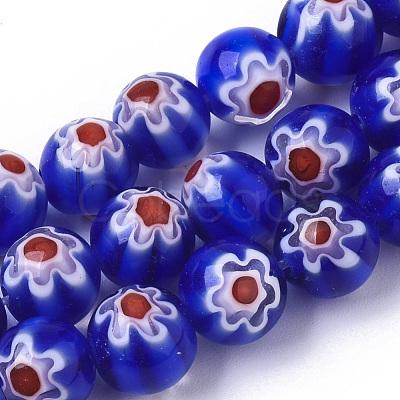 Handmade Millefiori Lampwork Beads Strands X-LAMP-R143-01B-1