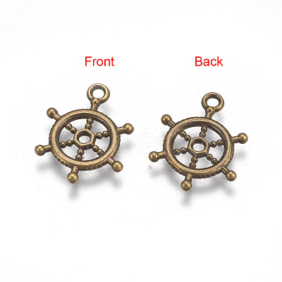 Tibetan Style Alloy Helm Pendants TIBEP-S257-AB-FF-1