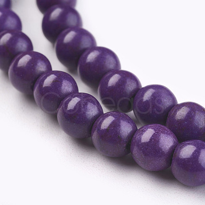 1 Strand Dyed Indigo Round Synthetic Turquoise Beads Strands X-TURQ-G106-6mm-02M-1