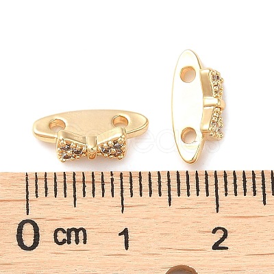 Brass Micro Pave Clear Cubic Zirconia Slide Charms KK-P239-14G-1