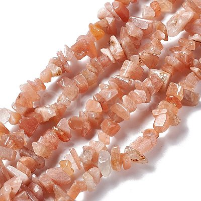 Natural Sunstone Chip Bead Strands X-G-M205-67-1