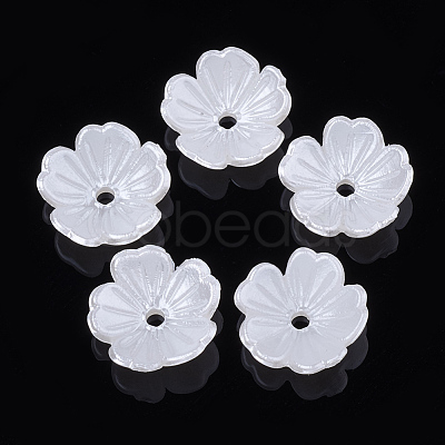 5-Petal ABS Plastic Imitation Pearl Bead Caps OACR-S020-27-1