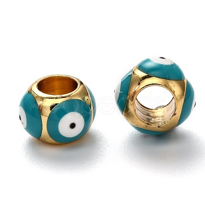 Brass European Enamel Beads KK-B028-25G-1