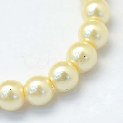 Baking Painted Pearlized Glass Pearl Round Bead Strands X-HY-Q330-8mm-21-1