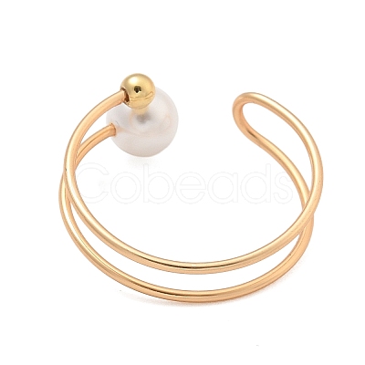 Round Shell Pearl Finger Rings RJEW-TA00160-1