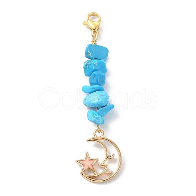 Synthetic Turquoise Chip Beaded Pendant Decorations HJEW-JM01194-1