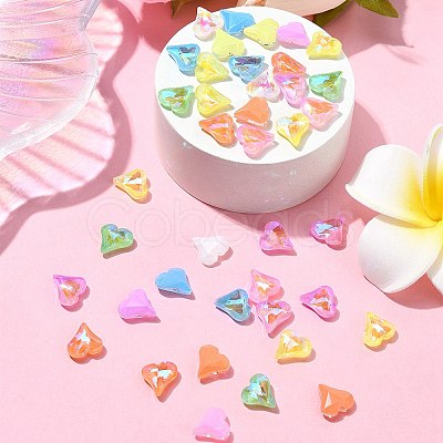 10Pcs Heart Translucent Glass Pointed Back Cabochons MRMJ-YW0001-062B-1