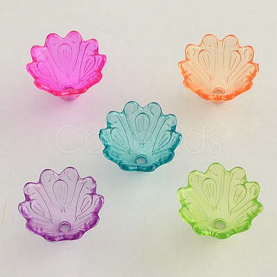 Transparent Acrylic Flower Bead Caps X-TACR-Q004-M01-1