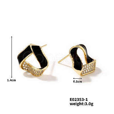 Shiny Fashionable Geometric Triangle Earrings with Diamonds PK5710-1-1