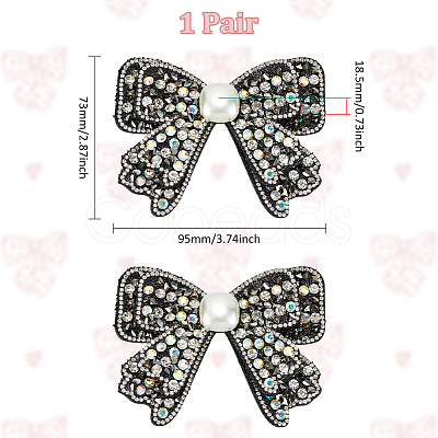 WADORN 2Pcs Bowknot Polyester Rhinestone Shoe Decorations AJEW-WR0002-37-1