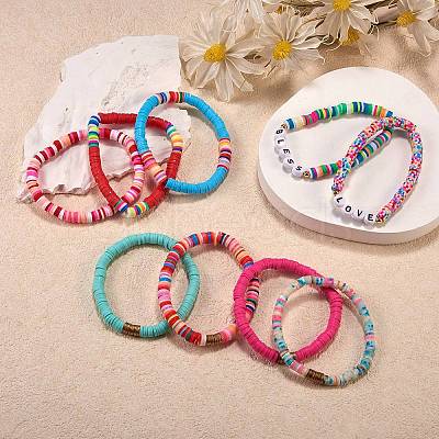 Love Bless Stretch Bracelet Sets for Teen Girl Women BJEW-SW00006-1