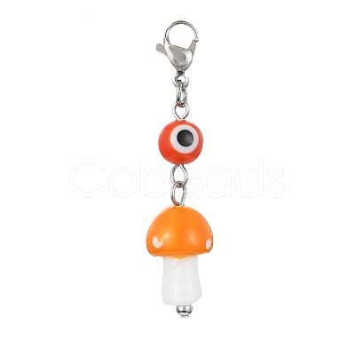 Handmade Evil Eye & Mushroom Lampwork Pendant Decorations HJEW-TA00104-1