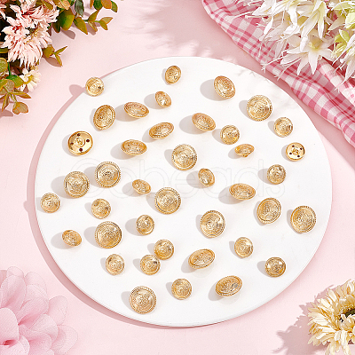 PandaHall Elite 40Pcs 2 Style 4-Hole Brass Buttons FIND-PH0006-90-1