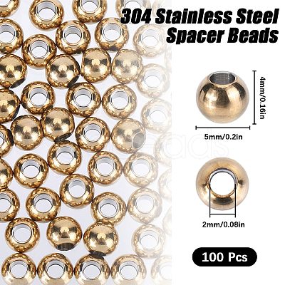 SUNNYCLUE 100Pcs Ion Plating(IP) 202 Stainless Steel Rondelle Spacer Beads STAS-SC0006-90-1