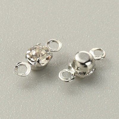 Brass Clear Cubic Zirconia Connector Charms RB-WH0005-002A-P-1