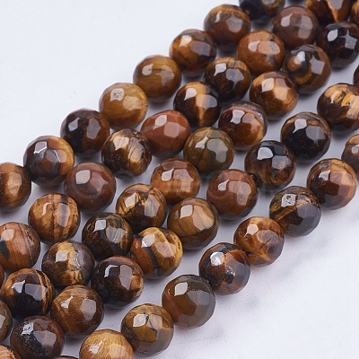 Natural Tiger Eye Round Bead Strands G-R203-8mm-1