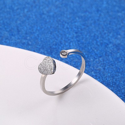 Stylish Adjustable Stainless Steel Heart Cuff Rings for Women CD3807-7-1