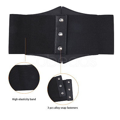 PU Leather Wide Elastic Corset Belt with Alloy Heart Buckle AJEW-WH0007-26-1