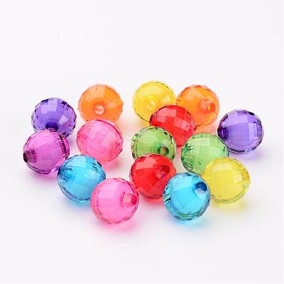 Mixed Color Transparent Acrylic  Faceted Round Beads X-TACR-S086-12mm-M-1