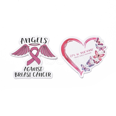 Cartoon Breast Cancer Awareness Ribbon Paper Stickers Set DIY-G066-17-1