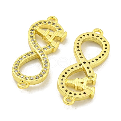 Rack Plating Brass Micro Pave Clear Cubic Zirconia Infinity with Tower Links KK-B091-48G-01-1