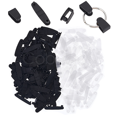 Olycraft 200Pcs 2 Colors Badge Strap Clip Key Chain Connector Plastic Keychain Clip for Card Holder FIND-OC0002-90-1