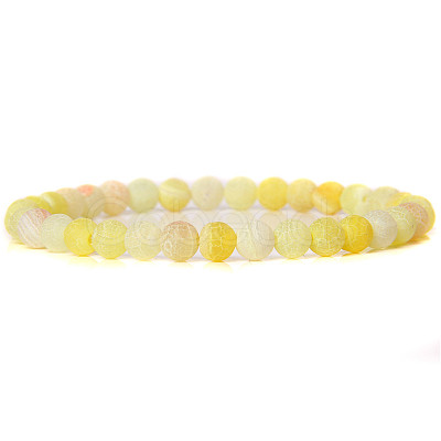 Natural Yellow Agate Round Beaded Stretch Bracelet SF8562-26-1-1