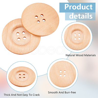 Olycraft 30Pcs Wood Buttons BUTT-OC0001-50A-1