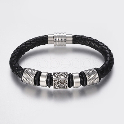 Braided Leather Cord Bracelets BJEW-H560-26-1